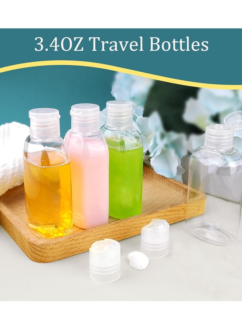 4 Pack 100ml Clear Travel Bottles Kit with Bag for Toiletries, Travel Size Portable Refillable Containers Leak Proof Travel Accessories Essentials Set for Shampoo Conditioner Lotion - Image 2